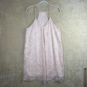 Everly Womens L Pink Lace Halter Mini Dress Coquette Balletcore Ethereal Preppy